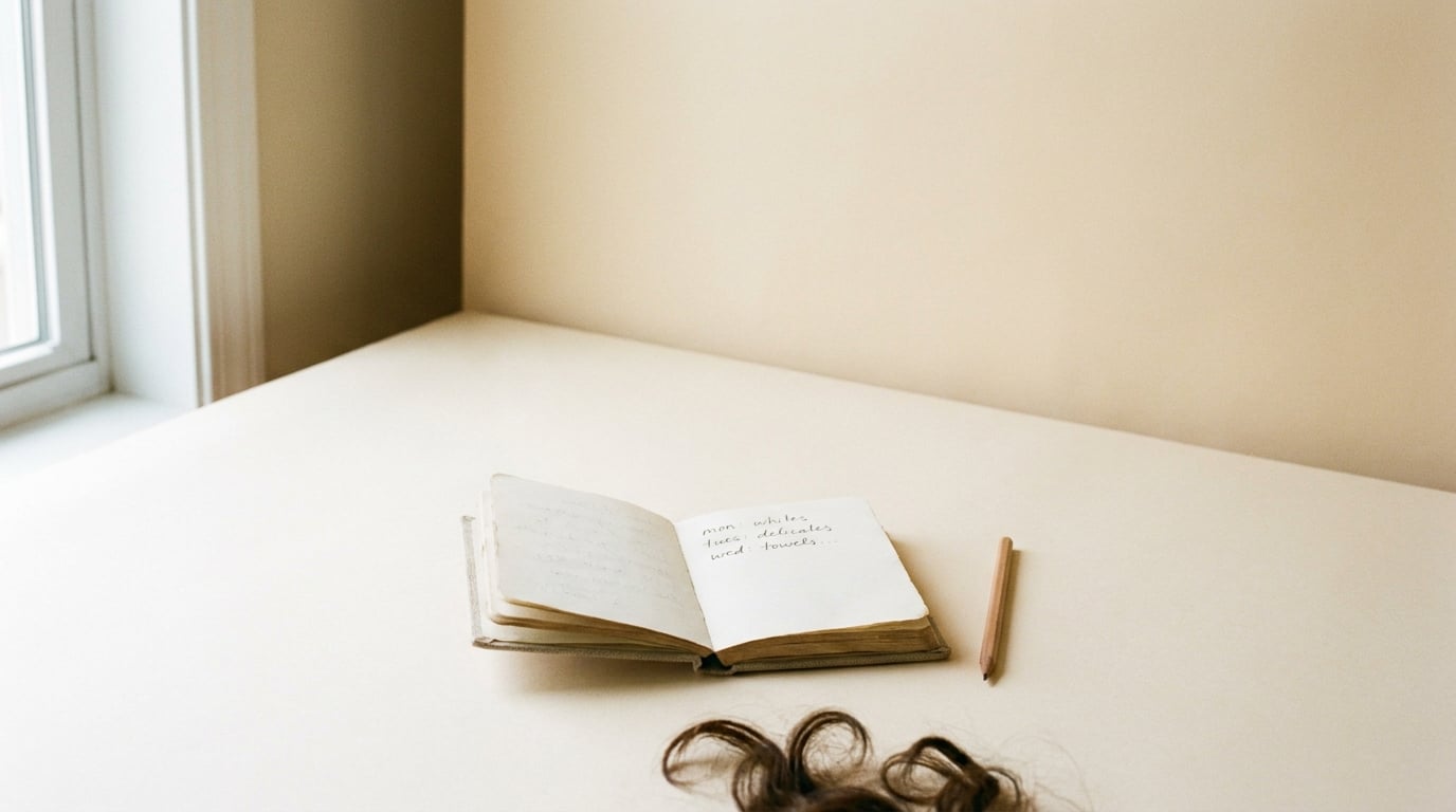 A wash-day notebook and pencil on a quiet table